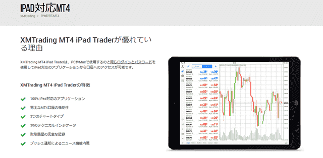 XMTrading iPad MT4アプリ